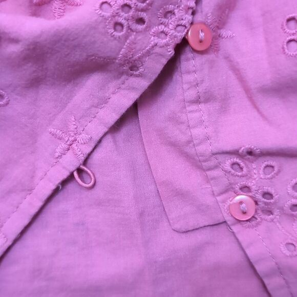 Jcrew pink button-front eyelet peasant top 100% cotton lined size M - Picture 4 of 11
